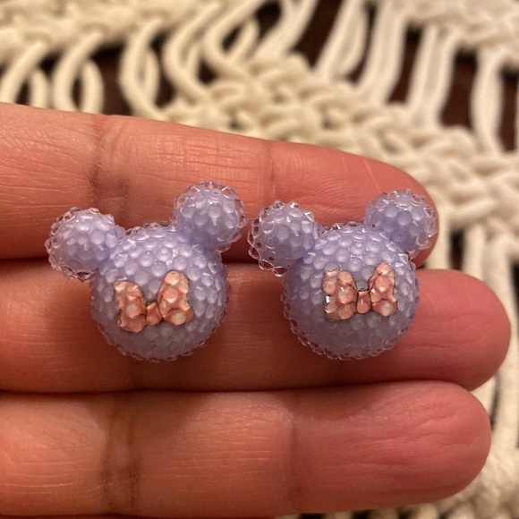 Bubble Mouse Purple Sparkle Earrings - Picture 4 of 5